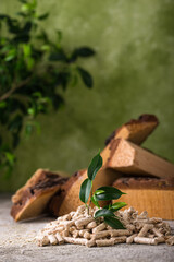 Eco fuel wooden pellets with firewood