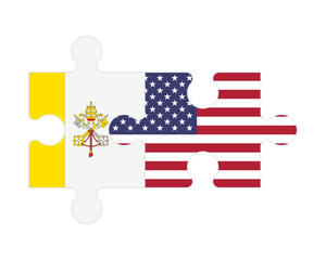 Puzzle of flags of Vatican and US, vector