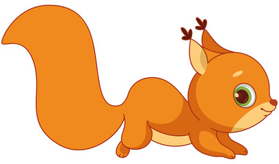 Crawling Squirrel Cartoon Illustration