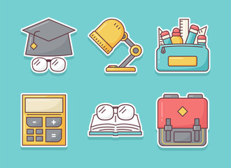 education stickers icon vector collection