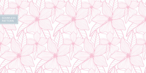 Pale pink vector seamless pattern with flowers and leaves for textiles, wrapping paper, backgrounds, covers