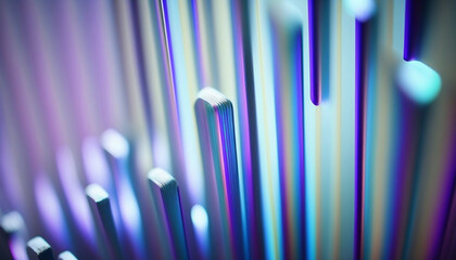 Abstract stick glass iridescent holographic neon curved wave in motion colorful background, Gradient design. Generative AI
