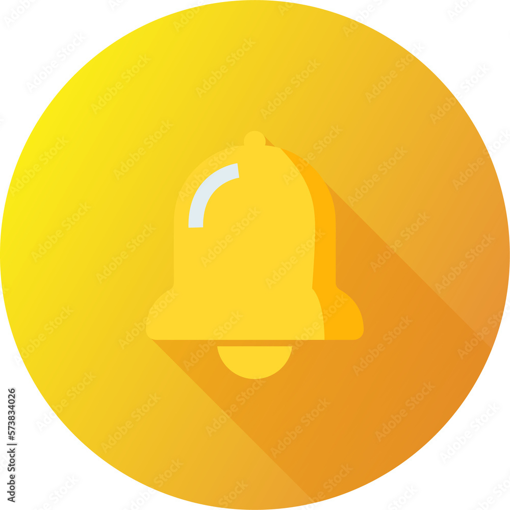 Poster notification or bell icon in flat design style. alarm clock and smartphone application alert.