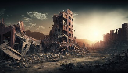 A City Abandoned: The Devastation After an Earthquake, AI generative