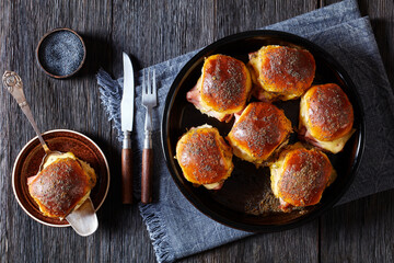 Hawaiian Ham and Swiss Sliders in baking dish