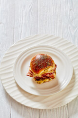 Hawaiian Ham and Swiss Slider on white plate