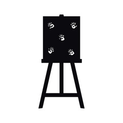 Flat vector painting tools in childish style. Hand drawn art supplies, easel with canvas