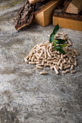 Eco fuel wooden pellets with firewood