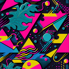 80s neon-colored pattern background for websites, social media, flyers, and posters.
