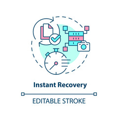 Instant recovery concept icon. Quick restoration. Type of disaster recovery abstract idea thin line illustration. Isolated outline drawing. Editable stroke. Arial, Myriad Pro-Bold fonts used