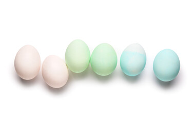 Painted Easter eggs isolated on white background