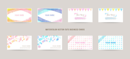 watercolor vector cute business cards
