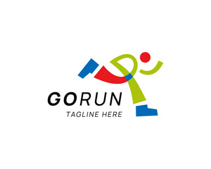 Abstract sport and run logo design template 2