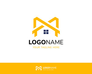 Fototapeta premium Letter M house logo with minimalist style