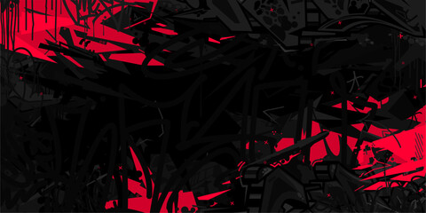 Flat Abstract Dark Black Urban Street Art Graffiti Style Vector Illustration Template Background Art