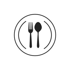 Silhouette of cutlery. fork, knife, spoon. Logotype menu. Vector illustration.