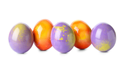Colorful Easter eggs on white background