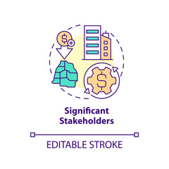 Significant stakeholders concept icon. Economics development. Private sector role abstract idea thin line illustration. Isolated outline drawing. Editable stroke. Arial, Myriad Pro-Bold fonts used