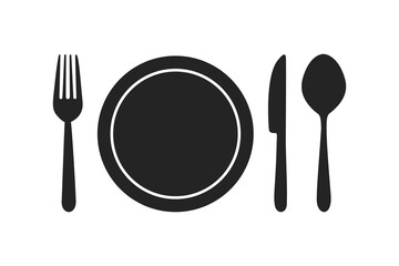 Silhouette of cutlery. fork, knife, spoon. Logotype menu. Vector illustration.