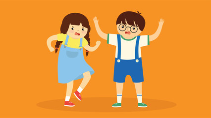 Boy and girl in school uniform. Vector illustration in flat style.
