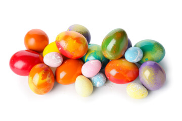 Colorful Easter eggs on white background