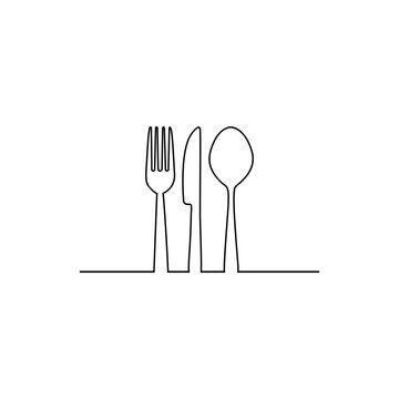 Silhouette of cutlery. fork, knife, spoon. Logotype menu. Vector illustration.