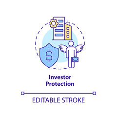 Investor protection concept icon. Financial safety. Private sector regulations abstract idea thin line illustration. Isolated outline drawing. Editable stroke. Arial, Myriad Pro-Bold fonts used