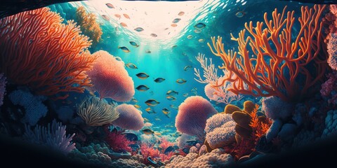 Coral reef in the sea, generative ai