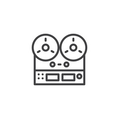 Reel-to-reel tape recorder line icon