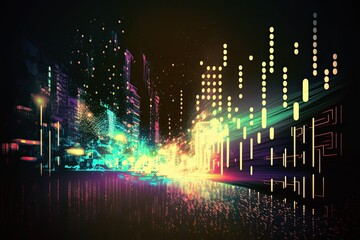 Colors of the night city. City lights. Generative ai illustration