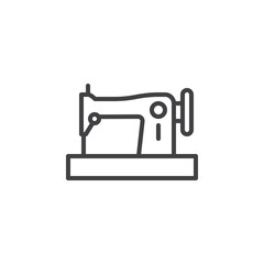 Vintage sewing machine line icon