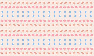 seamless pattern with pink flower and blue water drop for cloth pattern ,wallpaper, curtains pattern