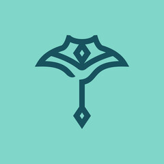 simple stingray line icon logo vector design, modern logo pictogram design of manta ray fish