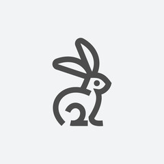 cute rabbit simple line icon logo vector design, modern logo pictogram design of bunny in linear style