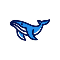whale mascot on simple line icon logo vector design, modern logo pictogram design of whale in abstract line design style