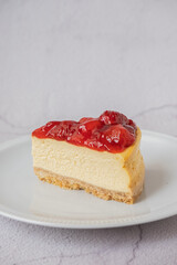 Slice of strawberries cheesecake 