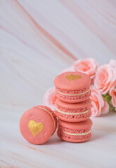 Pink macarons in box 