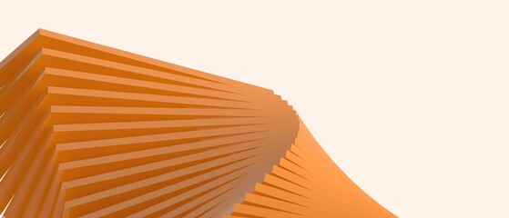 Abstract Architecture background. Curve Futuristic Internet network for digital wave concept on orange background. Inspiration, copy space, software -3d Rendering