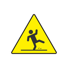 Caution wet floor sign icon. Slippery vector ilustration.