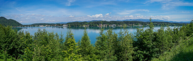 Wonderful panoramic view of Beautiful Lake Klopein in Carinthia, Austria