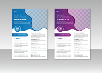 Healthcare flyer Design Template. Poster, Brochure, leaflet, banner, for Medical. layout template, brochure background. Vector design.