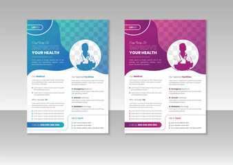 Healthcare flyer Design Template. Poster, Brochure, leaflet, banner, for Medical. layout template, brochure background. Vector design.