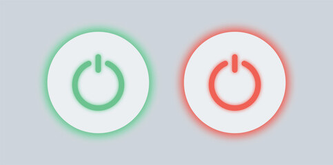 On off power button in neumorphism style. Set of power buttons. Vector illustration.