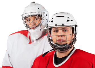 American football players with the ball isolated on a white background