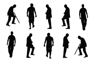 Silhouettes of people walking collections. Vector Illustrations.