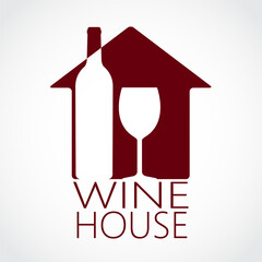 simple wine house negative shape label logo