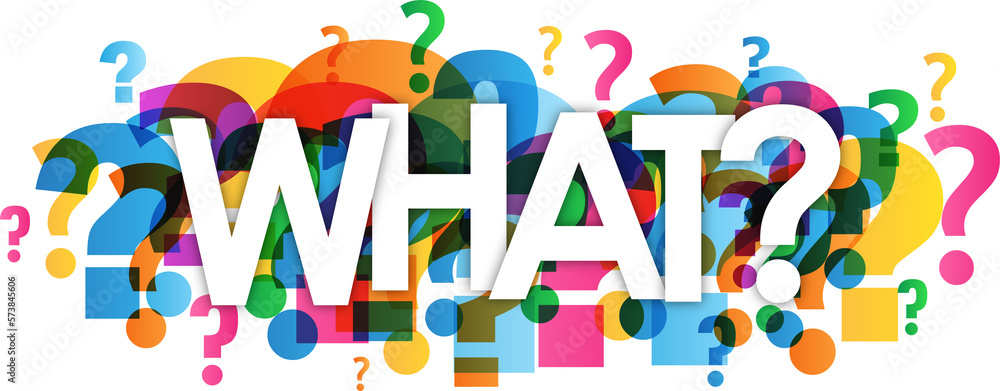 Poster what? colorful typography banner on transparent background