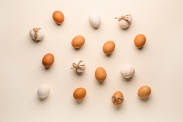 Various Easter eggs on white background