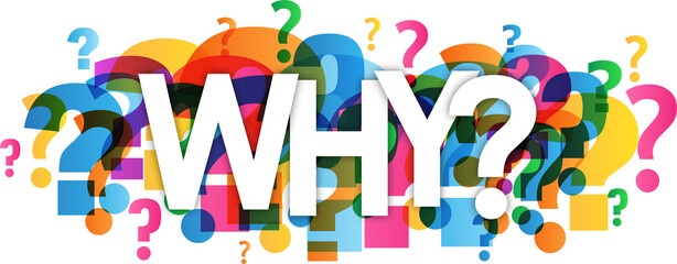 WHY? colorful typography banner on transparent background