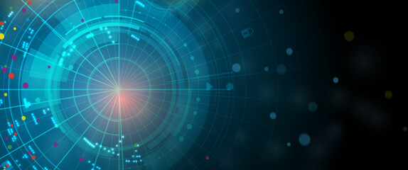 Fototapeta premium Neural network concept. Connected cells with links. High technology process. Abstract background
